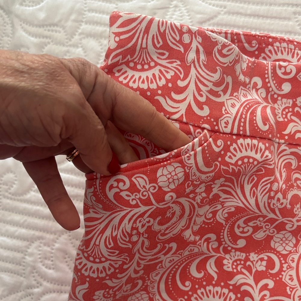 Croft andBarrow Yellow Shorts with Navy Floral Print and Coral and White - Picture 8 of 8